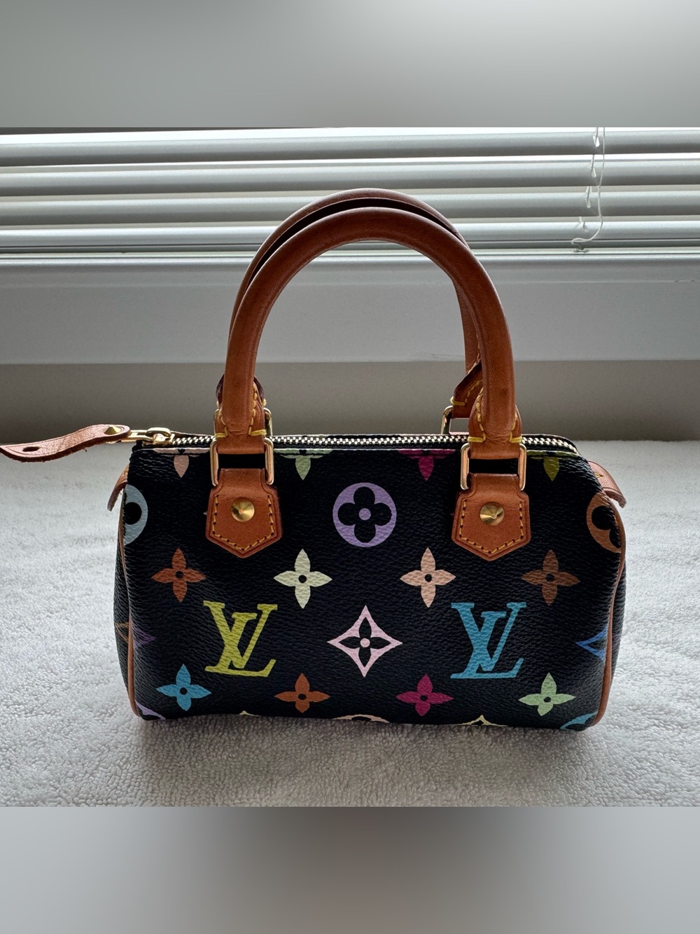 Louis Vuitton x Takashi Murakami Monogram Multicolour Black Mini Speedy Handbag